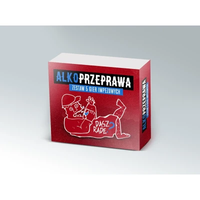 Zestaw pięciu gier imprezowych Gry-ALKOPRZEPRAWA 5w1 – emocjonująca rozrywka dla wszystkich.