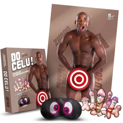 Gra towarzyska - Gry do celu! Afro - zestaw z plakatem, 12 rzutkami i opaską na oczy