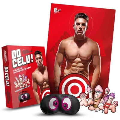 Gra towarzyska Gry - Do celu! - chłopak z sąsiedztwa, plakat, 12 naklejek, opaska na oczy