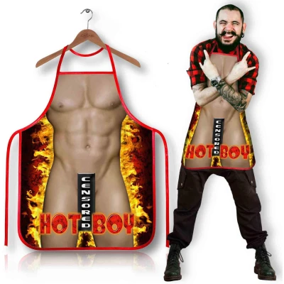 Fartuch kuchenny 139HB Hot Boy z humorystycznym nadrukiem, idealny na prezent
