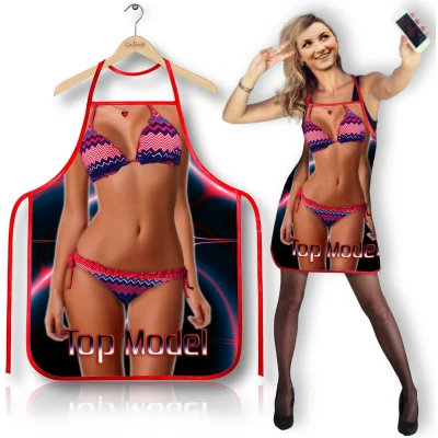 Fartuszek kuchenny 150TM Top Model z nadrukiem sylwetki w bikini, regulowany rozmiar