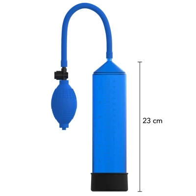 Pompka próżniowa do penisa FUSION X, niebieska, dla początkujących, wygodna i bezpieczna