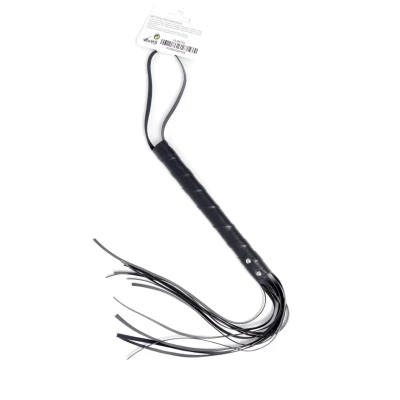 Pejcz erotyczny Fetish B - seria czarny, długość 70 cm, imitacja skóry, stylowy i funkcjonalny