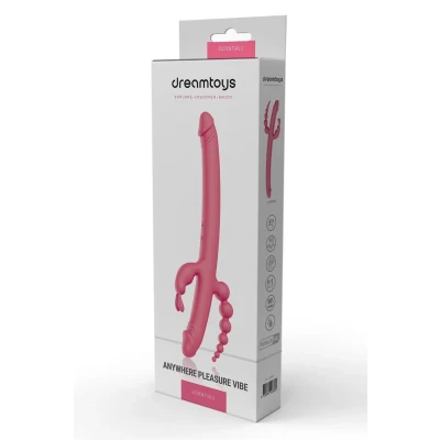 Wszechstronny wibrator silikonowy do stymulacji z 4 końcówkami i 10 rytmami wibracji - różowy