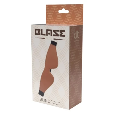 Marta intymna maska BLAZE ELITE z wegańskiej skóry w kolorze koniaku z dodatkami metalowymi