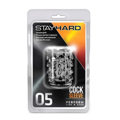 Rękaw wzmacniający do penisa STAY HARD, przezroczysty, elastyczny, TPE 2,5 cm