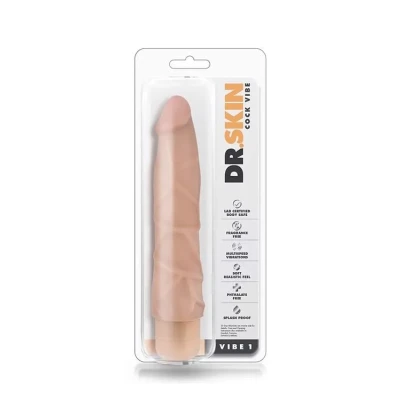 Wibrator realistyczny DR. SKIN COCK VIBE 1 FLESH, z funkcją wibracji, PVC 4,6 cm