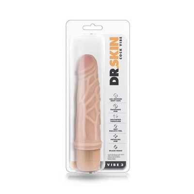 Wibrator realistyczny DR. SKIN COCK VIBE 3, 4,4 cm, elastyczny, ze kontrolą wibracji