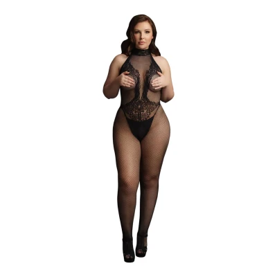 Bodystocking z siateczki i koronki w rozmiarze Plus Size, XL–4XL, elegancki i zmysłowy