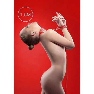 Sznur Kinbaku Mini o długości 1,5 m, czerwony, nylonowy, 6 mm - BDSM