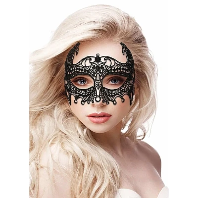 Elegancka czarna maska koronkowa - Empress Black Lace Mask z wysokiej jakości materiałów