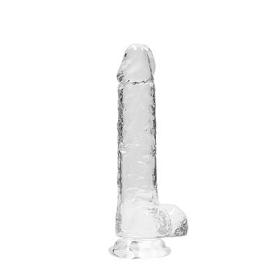 8" / 20 cm Realistic Dildo With Balls - Transparent