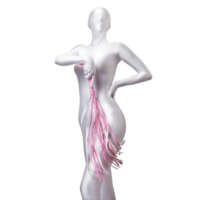 Flogger z PU skóry, różowy, 64 cm, elegancki akcesorium do zmysłowych zabaw