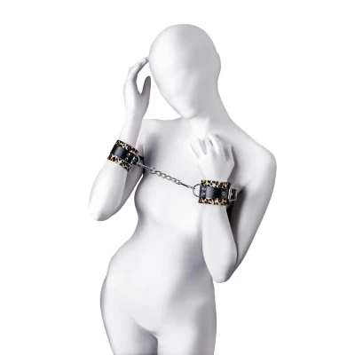 Kajdanki bondage Anonymo, skórzane PU, regulowane, 19.5 cm, komfortowe i bezpieczne