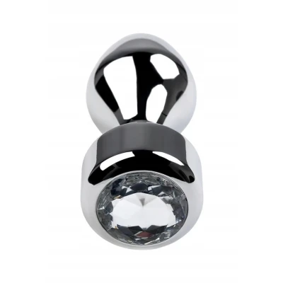 Korek analny Metal by TOYFA, srebrny, z kryształkiem, 9.5 cm, O 3.5 cm, 130 g