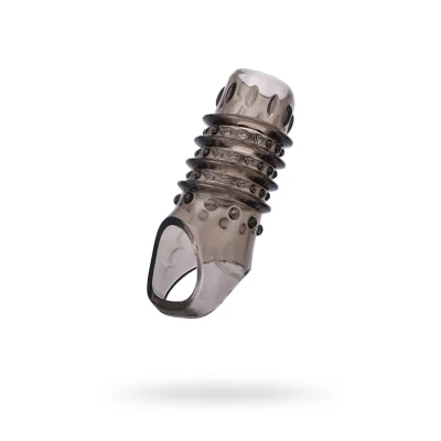 ToyFa XLover, Penis sleeve, for enlargement, TPE, transparent black, 10,5 cm