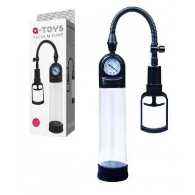 Pompka próżniowa do penisa A-TOYS, przezroczysta, 20 cm z manometrem i uszczelką