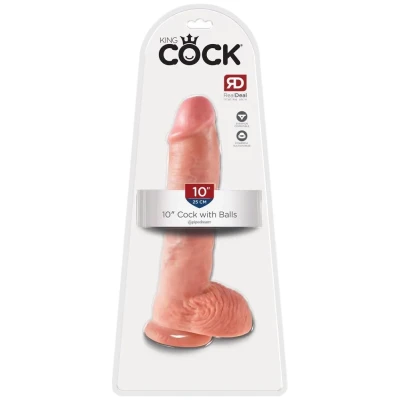 Realistyczne dildo z przyssawką King Cock - 25,4 cm, PVC, 5,1 cm średnicy