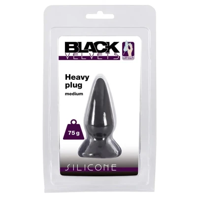 Wtyczka analna Black Velvets Heavy Plug M, silikonowa 75g, stożkowy kształt, bezpieczna