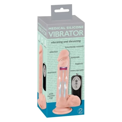 Wibrator medyczny silikonowy z funkcją thrusting, 8 trybów wibracji, 21 cm