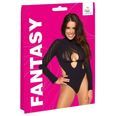 Elegancki bodysuit z długim rękawem Body Fantasy S-L z dekoracyjnymi cyrkoniami