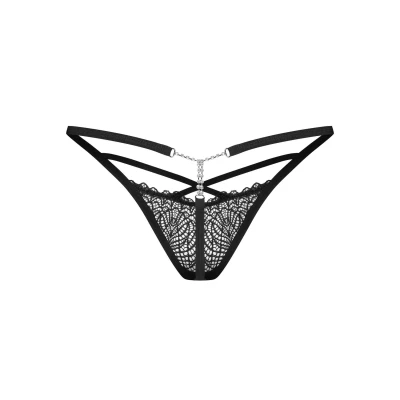 Stringi koronkowe Iliosa 2XL/3XL z elastycznymi lamówkami i srebrnymi detalami