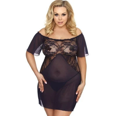 Elegancka koszula VENEA XXL+ z koronkowym dekoltem i odkrytymi ramionami dla kobiet