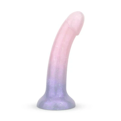 Dildo żelowe Mermaid Ombre - 17 cm, pastelowe kolory, brokatowe detale