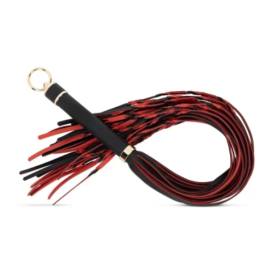 Flogger BDSM 64 cm z ekoskóry - Czarno-Czerwony, dla doświadczonych i początkujących