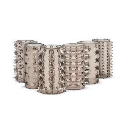 Zestaw rękawów stymulacyjnych na penisa - 6 unikalnych tekstur, elastyczny materiał TPE