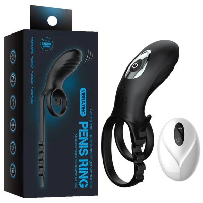 Wibracyjny pierścień erekcyjny z pilotem, silikonowy, wodoodporny, 9 trybów wibracji