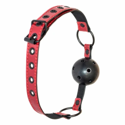Knebel BDSM z piłką - Ball Gag Party Hard Love Bite, PVC, czarny lub czerwony