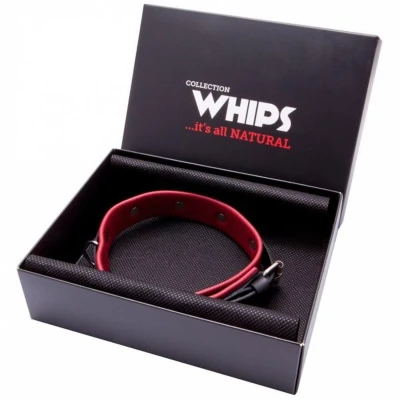 Obroża skórzana WHIPS damska, średnia, regulowana 36-42 cm, komfortowa i elegancka