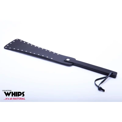 Ręcznie wykonana packa z nitami WHIPS z naturalnej skóry bydlęcej, długość 41,5 cm