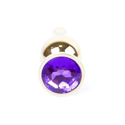 Elegancki analny plug w kolorze purpurowym z diamentowym wykończeniem, 9,5 cm