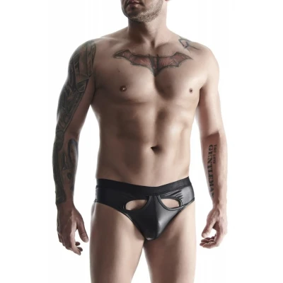 Figi męskie XXL z wetlooka, elastyczne, nowoczesny styl, z dostępem z przodu