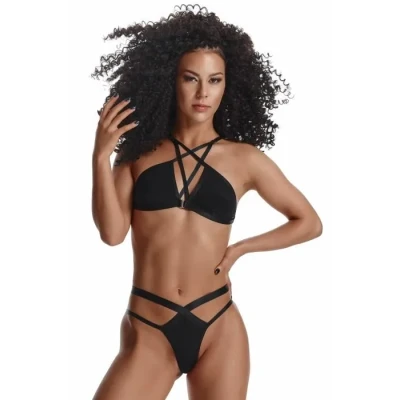 Komplet bielizny damskiej Bielizna-LadyX Casilda XL - biustonosz i stringi w kolorze czarnym