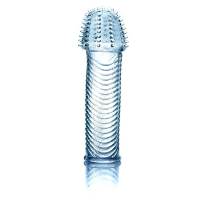 Nakładka stymulująca na penisa, elastyczna, wodoodporna, długość 14,5 cm