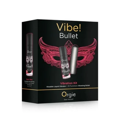 Zestaw wibracyjny do stref intymnych Orgie Vibe! Bullet z żelem smakowym Truskawkowy Gin