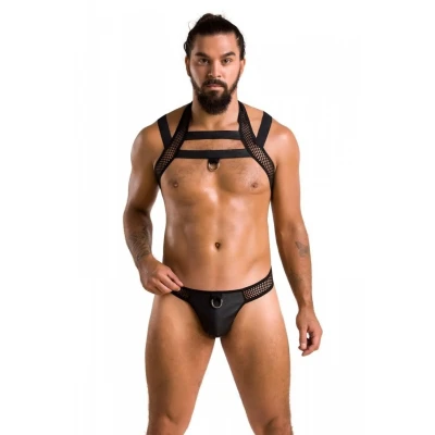 Zestaw męski SET JACOB czarny XXL/XXXL - slipy i harness, elegancka wygoda