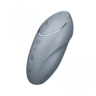 Wibrator nakładany Satisfyer Tap & Climax 1 z funkcją wibracji i stukania, niebieski szary