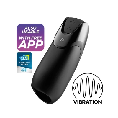 Masażer wibracyjny dla mężczyzn z aplikacją, czarny, ergonomiczny design, wodoodporny
