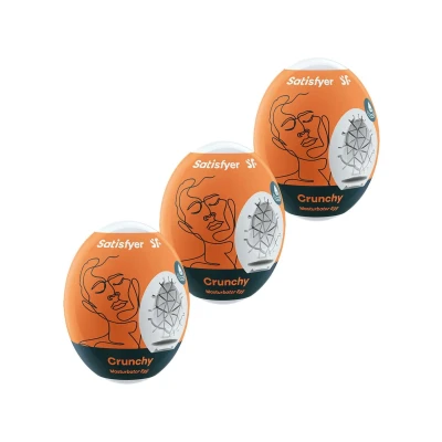 Masturbator-Eggs Crunchy, zestaw 3 ryflowanych akcesoriów erotycznych z TPE