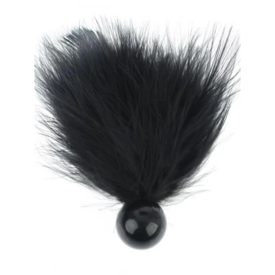Piórowy wibrator do łaskotania z kulką, czarny, do zabaw BDSM