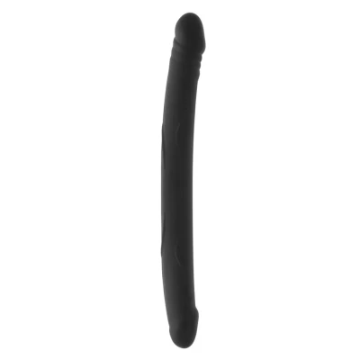Podwójne dildo z medycznego silikonu - czarne, 42 cm długości, dla intensywnych doznań