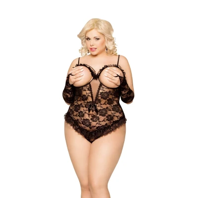 Bielizna dla puszystych kobiet Bona - Czarna koronkowa bielizna w rozmiarze XL