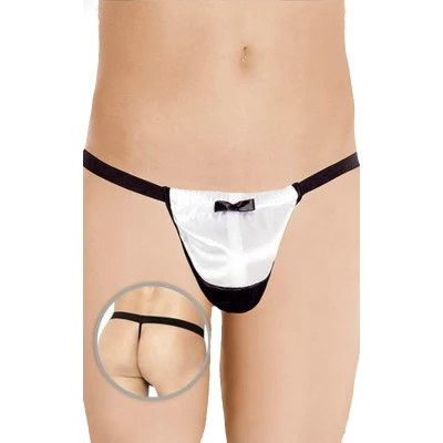 Stringi białe z muszką, model 4417, rozmiar S/L, eleganckie i stylowe