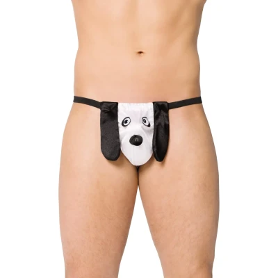 Stringi męskie Thong 4422 z wizerunkiem pieska, biały kolor, rozmiar S/L