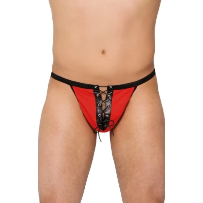 Męskie slipy typu thong 4508 - cieniutka siateczka, kolor czerwony, rozmiar S/L