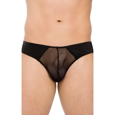 Bielizna męska - Thongs 4514, czarne slipy XL z siateczki, wygodne i stylowe